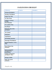 facilitator checklist